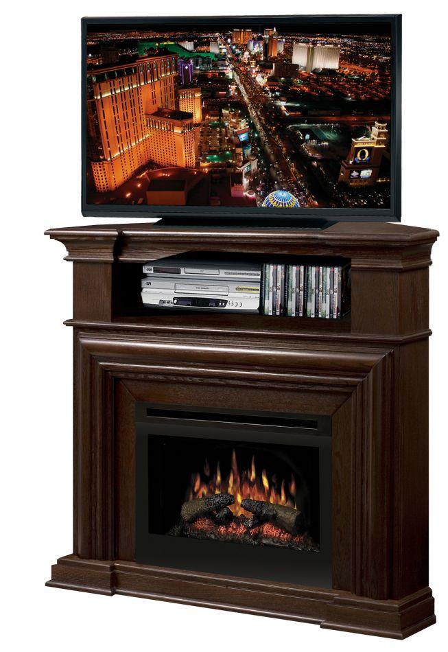 Dimplex Media Console Fireplaces GDS251057E Montgomery Corner Media Console Fireplace with Logs